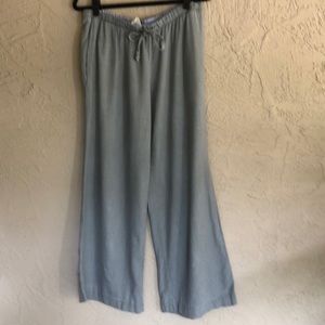 Anthropologie linen blend drawstring wide leg pant